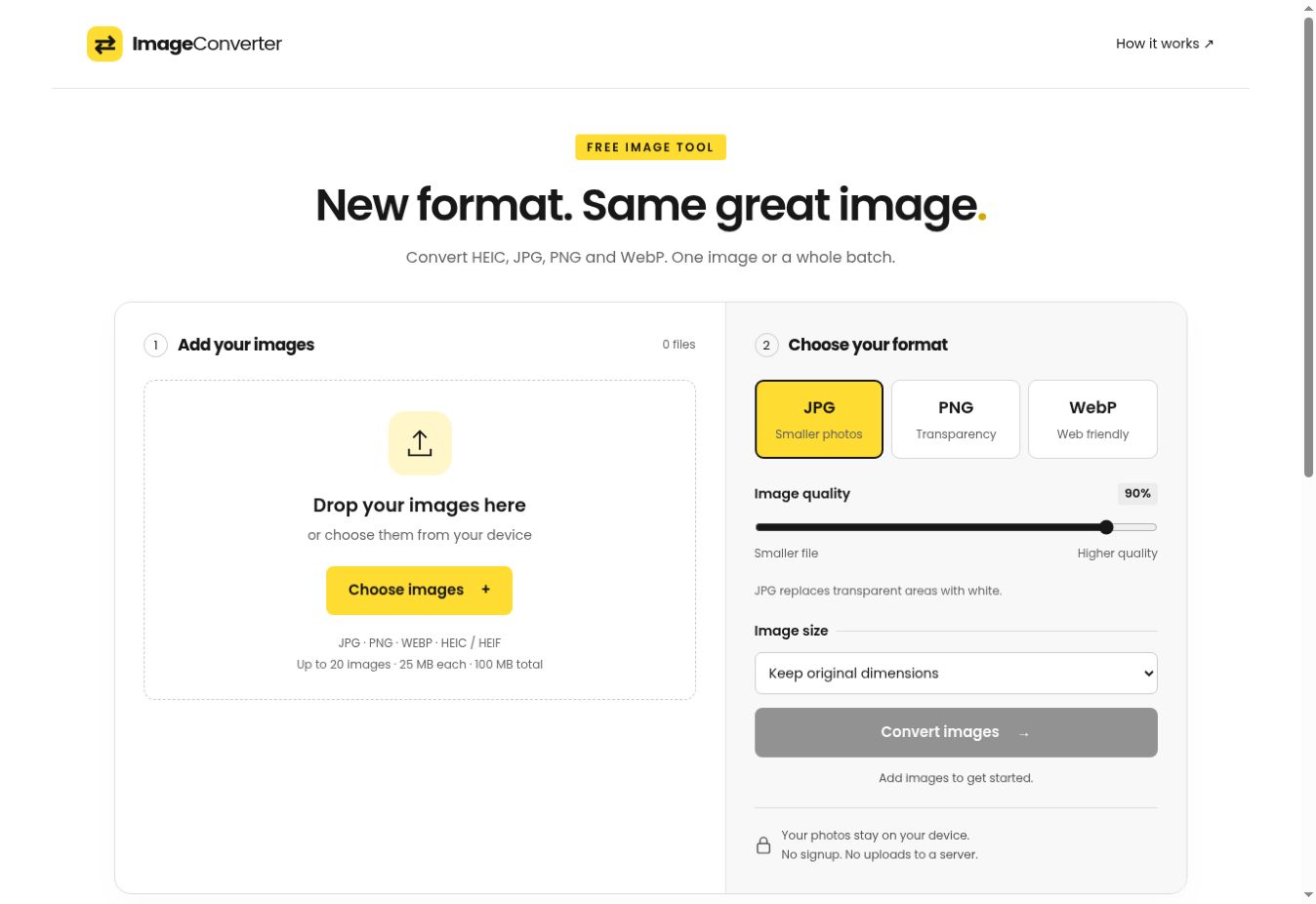 Image Converter homepage screenshot