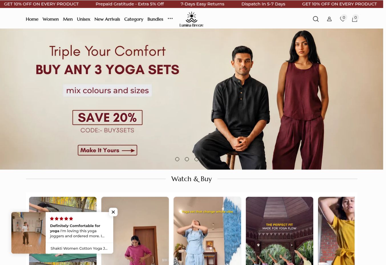 Lumina Breeze homepage screenshot